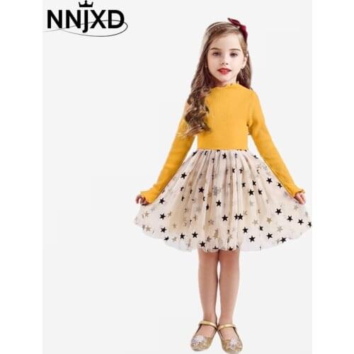 Kids Autumn Dress for Girls Long Sleeve Home Casual Dresses Printed Princess Birthday Party Costume 3-8T Teen Children Clothing