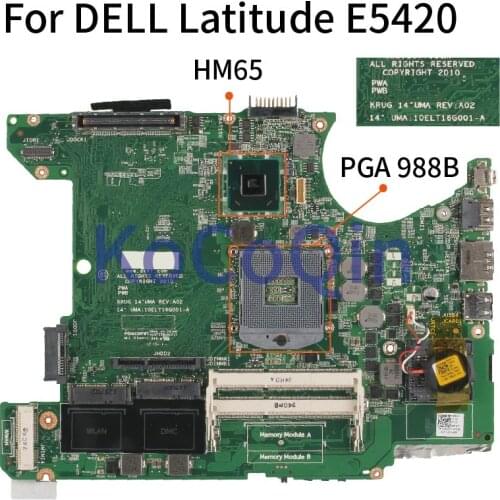 KoCoQin Laptop motherboard For DELL Latitude E5420 Mainboard CN-0NHWTJ 0NHWTJ HM65 DDR3
