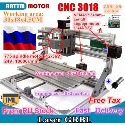 RU ship 3018 GRBL control DIY mini CNC machine working area 300x180x45mm 3 Axis Pcb Milling machine,Wood Router,cnc router v2.4