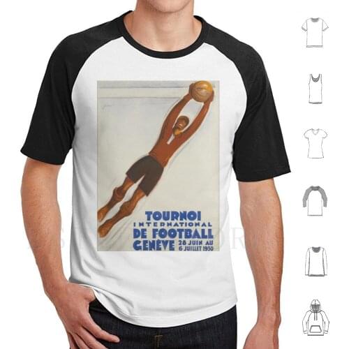 Noel Fortanet-Tournoi International De Football , Genève , 1930 , Art Deco Poster T Shirt Print Cotton 1920 1930 1920S 1930S