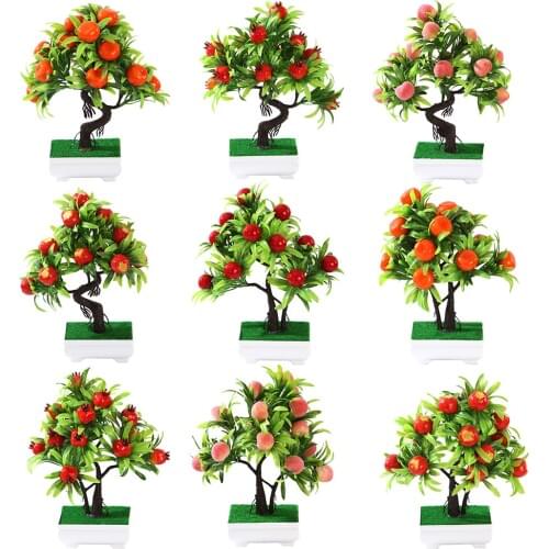 Artificial Flowers Fake Artificial Plants Green Pot Welcoming Pine Bonsai Simulation Artificial Potted Plant Ornament Home Decor