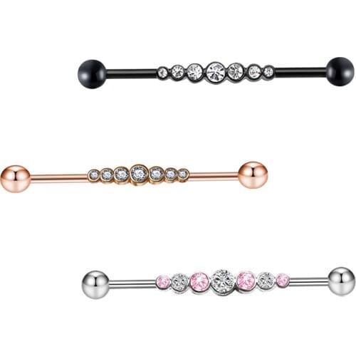 JUNLOWPY Industrial Barbell 16G Surgical Steel Ear Piercing Jewelry for Women Men Cartilage Earring Helix Rings 1 1/2 Inch 50pcs