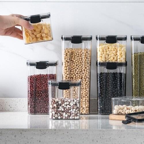 Food Storage Container Plastic Multigrain Storage Tank Kitchen Refrigerator Noodle BoxTransparent Sealed Cans