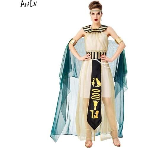 AniLV Ancient Egyptian Pharaoh Queen Cleopatra Dress Uniform Costume Medieval Tribal Princes Drama Stage Cosplay SCA LARP