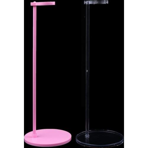 1 Pcs 26cm Clear Pink Doll Card Waist Bracket Dolls Toy Stand Support for Dolls Girls Prop Up Model Display Holder Kid Toys