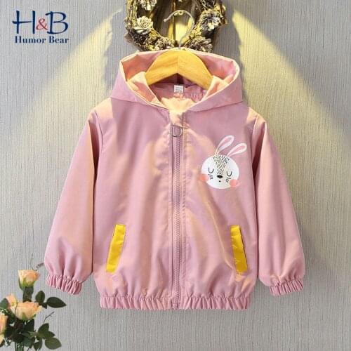Humor Bear Children Coat 2021 NEW Spring &Autumn Long sleeve Jacket Casual Rabbit Ear Hooded Cartoon Kids Clothes