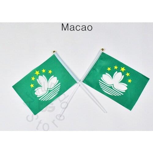Macao 14*21cm macau Aomen flag motorcycle race Banner hand waving National flag Home Decoration flag banner