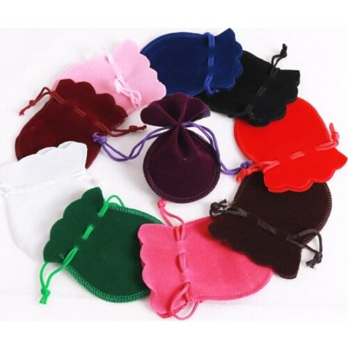 7x9cm 8x10cm 50pcs/lot Multicolor Velvet Bag Drawstring Pouch Gourd shape Jewelry Packing DisplayBags Wedding/Christmas Gift Bag