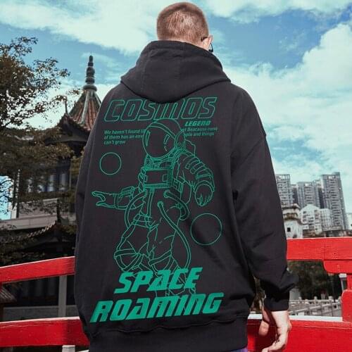 Fashion Autumn Winter Warm Cotton Wake Long-sleeved Mens Hoodie, Street Men Women Spaceman Loose Large Swearshirt Jacket