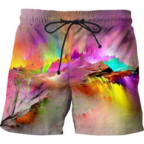 2021 summer new swimming shorts 3D artistic personality printing mens beach pants loose sports quick-drying swimming trunks men