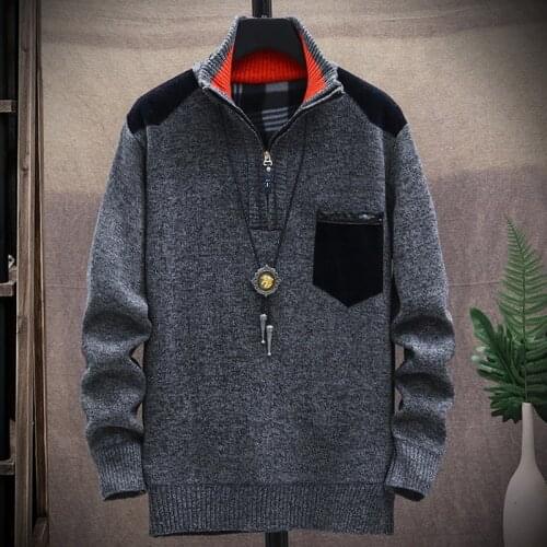 Men Sweaters 2020 Autumn Winter Mens Knitted Sweaters Mens Casual Pullovers Fashion Patchwork Warm Knitting Jumper Male clothes