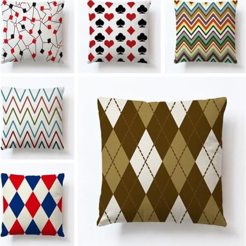 RUBYLOVE Flax Pillow Sleeve Simple About 45*45cm Sofa Pillow Sleeve Geometric Pattern Cushion Sleeve Home Decor