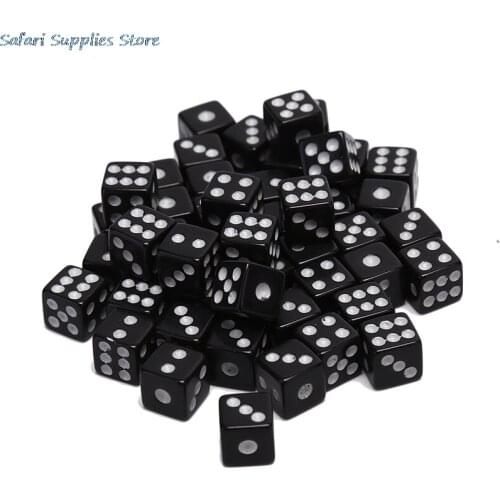 New 50 PC Dices 8mm Plastic White Gaming Dice Standard Six Sided Decider Birthday Parties Board Game
