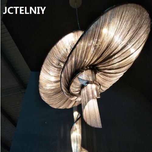 New luxury chain tassel pendant lamp LED gold/silver customizable aluminum spiral lamps hand-woven L80cm W50cm H75cm