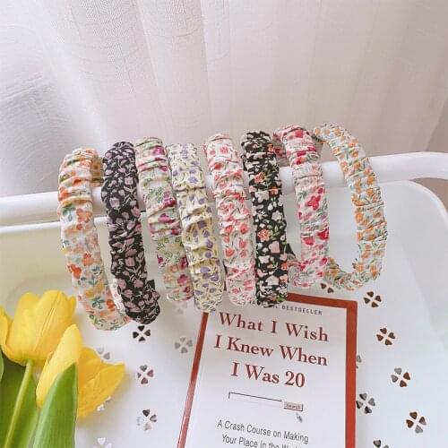 Bohemia Style Floral New Hot Sale Women Fashion Hairbands Headwear Girls Sweet Color Simple Retro Korean Fabric Pleated Hairhoop
