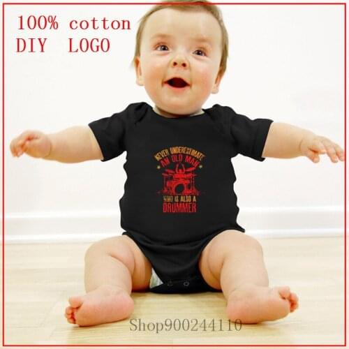 Baby Girl Clothes Infant Never Underestimate An Old Man Who Is Also A Drummer 0-12M Baby Boy Clothes Short Sleeve Baby Bodysuits