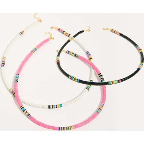 All The Must Beaded Necklace French beaded heishi necklace women bohemian boho fun rainbow accents choker necklaces