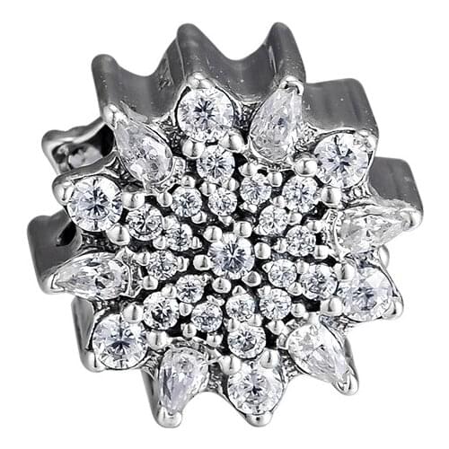 Fits Pandora Bracelet Ice Crystal Clear CZ Charm 100% 925 Sterling Silver Beads for Jewelry Making Women Gift kralen abalorios