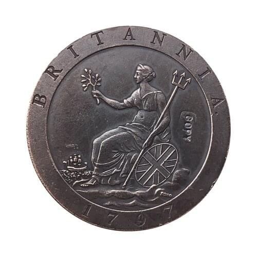 24 - K gold plated 1797 United Kingdom 1 Penny - George III coins copy