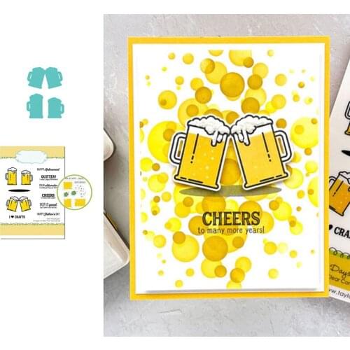 Celebrate Beer Mug Glass Cutting Dies Stamps Scrapbook Dariy Decoration Stencil Embossing Template Diy Greeting Card Maker Album