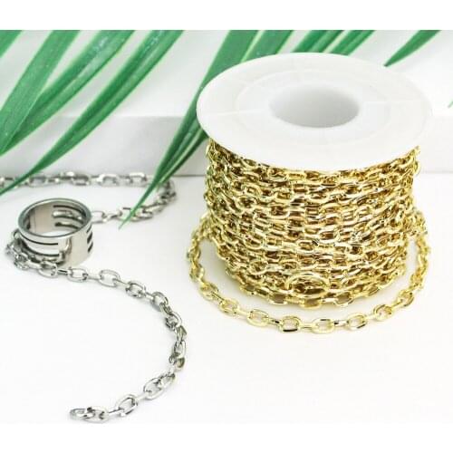 SAUVOO 2 Meters/Roll Bulk Metal Chain 8-Word Chains Paperclip Chain For DIY Jewelry Findings Making Handmade Supplies Wholesale