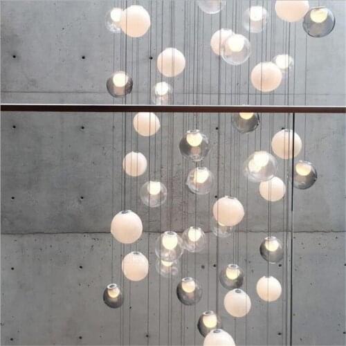 Modern Loft Romantic Glass Bubble Ball Led Suspension for Staircase Foyer Dining Room Bar Glass Pendant Light 2425