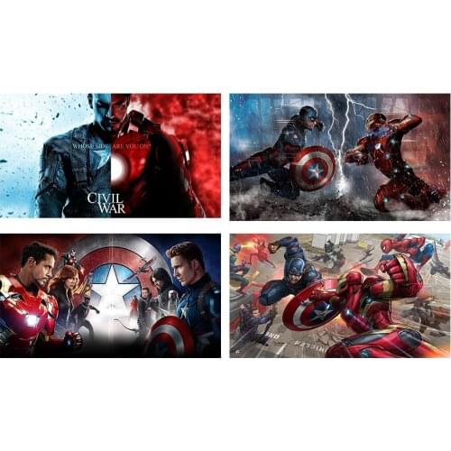 Superhero Captain America Iron Man War Print Wall Art Canvas Poster Modern Simple Bedroom Living Room Decoration Mural Cudros