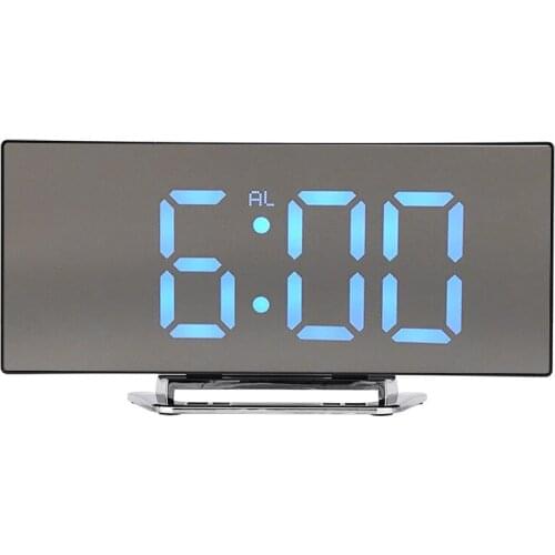 LED Mirror Digital Clock Time Display Black Snooze Table Clock Electronic Mini Desktop Clocks Bedroom Temperature Display