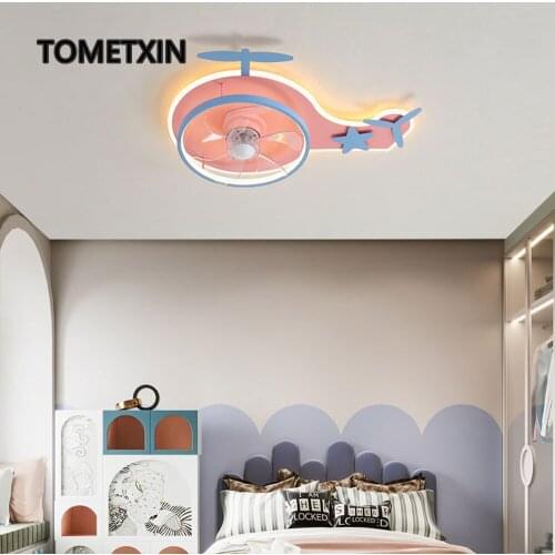Smart app control Helicopter type led ceiling lamp for kids room fan light with remote control home lights lighting children