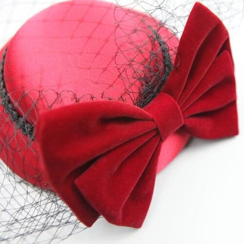 Bride Classic Wedding Fascinator Hat Women Mesh Party Fedora Cap For Ladies Fashion Headpiece With Bow Decoration Hair Accessory