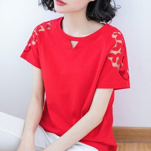 Summer Womens Lace Crochet Flower Shirt Lady Cotton Loose Hollow Short Sleeve Female Blouse Hollow Out Top Blusas Mujer De Moda