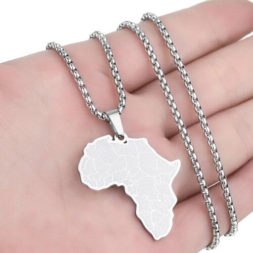 Cxwind Stainless Steel Africa Map Pendant Necklace Charm Geometric Necklaces For Women Girl Chocker African Country Jewelry