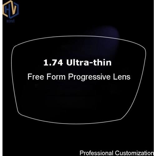 1.74 Digital Free Form Progressive No-Line Multi-Focal Prescription Customized Optical Lenses Anti-Reflection Coating HMC 2 Pcs