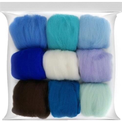 10g Wool Roving (9 Colors) 19 Microns Superfine Merino Wool Felt Wool Sheep Wool Needle Felting Wool for Wool Felting Kit (E)