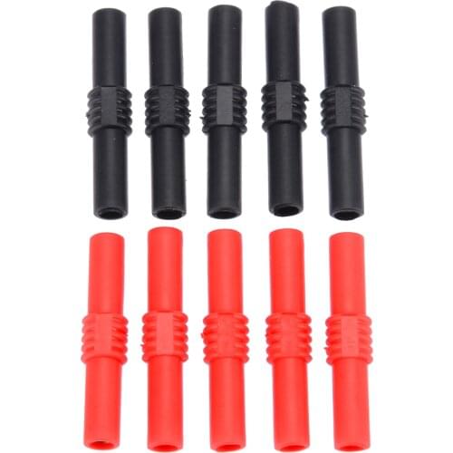 10pcs Insulated 4mm PVC Banana Jack Female to Female Adapter Coupler Connector Red and Black