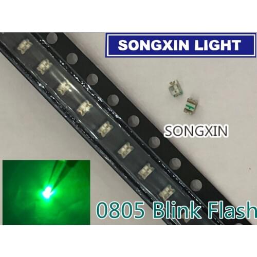 100pcs Blinking LED Diode SMD Diodos LEDs 0805 Jade GREEN Flashing LED SMD Diodo 0805 SMD Blink LEDs Flash Blinklicht Diodes