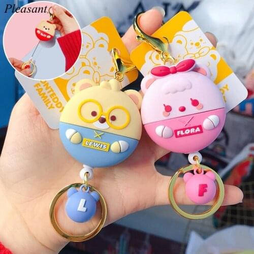 2021 Cartoon Retractable Keychain Female Cute Bag Accessories Car Keychain Easy Pull Buckle School Bag Pendant Gift Wholesale