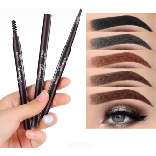 3pcs Eyebrow Pencils Waterproof Eye Brow Enhancers Pencil Double Head Long Lasting Natural Brown Tint for Women Eyebrows Makeup