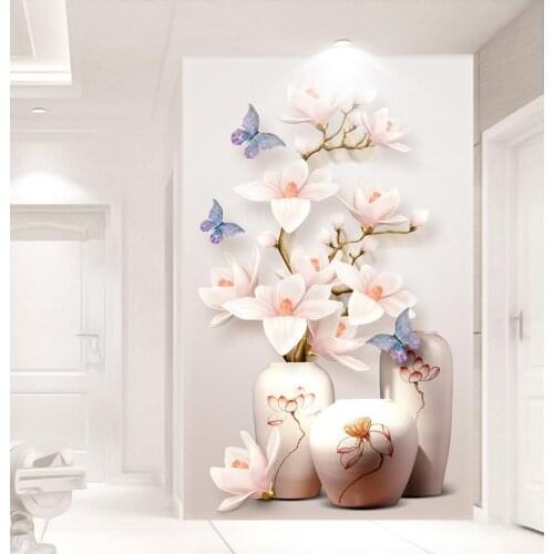 Custom HD Photo 3D Wallpaper Flower Murals flowers entrance hallway 3d wallpaper Wall paper Home Decor Kitchen Living Room
