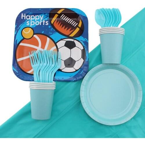 41Pc/Set Ball Match Theme Disposable Tableware Birthday Decoration Baby Shower Spoon Plate Napkin Fork Tablecloth Party Supplies