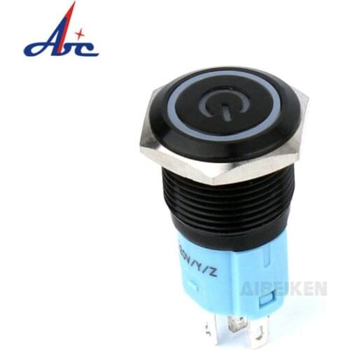 Black Metal Start Stop Push Button Power 12 V Volt Led Connected Switch Backlit Without Fixation Controller Latching Electrical