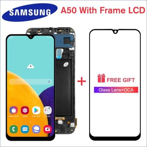 AAA Display For Samsung Galaxy A50 2019 SM-A505F/DS A505F A505FD A505A LCD Touch Screen Digitizer With Frame For Samsung A50 lcd