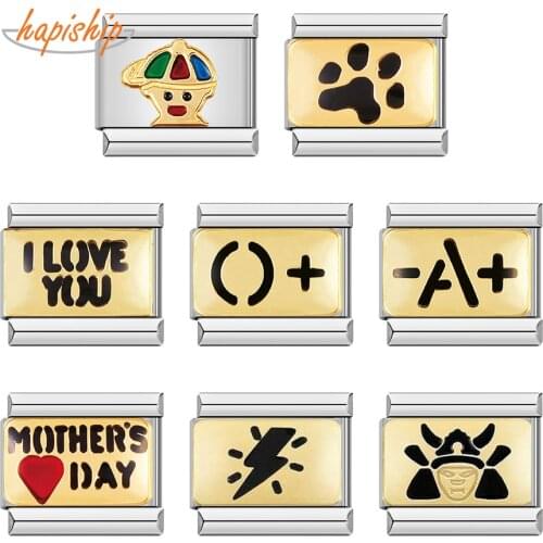 Hapiship 2021 Original Daisy Fashion New Mothers Day Footprints Italian Charm Fit 9mm Bracelet Stainless Steel DIY Making DJ090