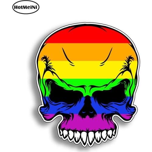 HotMeiNi 13cm X 10.9cm Rainbow Skull Vinyl Sticker Decal Graphic Window Back Glass Car Truck Auto Vehicle Gay Pride LOVE