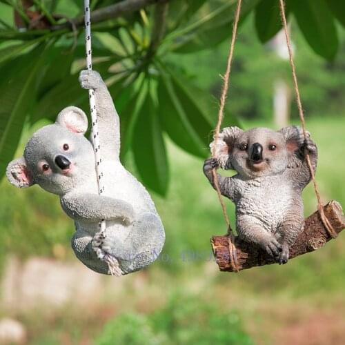 Creative Simulation animal outdoor patio garden Cartoon Koala panda Swinging suspension Animal sculpture Crafts decorations