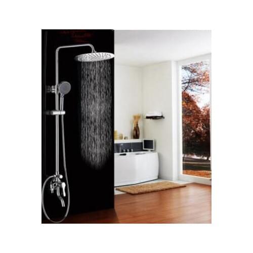 Brass wall mounted shower faucet set, Shower faucet ABS shower head stainless steel hoses, Bathroom rainfall shower faucet mixer