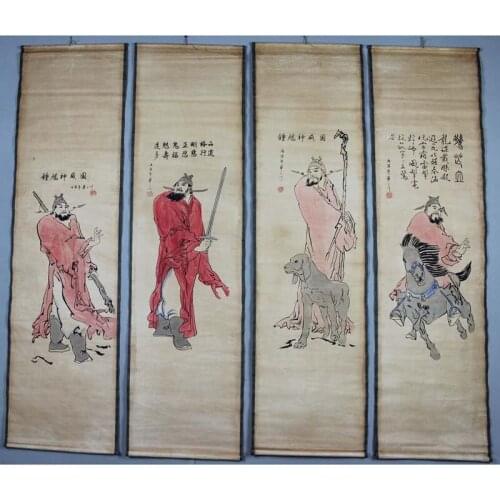 Batch of antique calligraphy and painting the living room hangs a picture four screen zhongkui