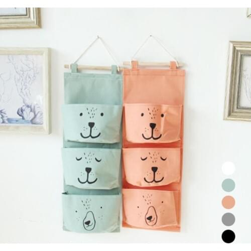 Wall Hanging Cotton Linen Children Storage Bag Closet Room Organizer Pouch For Toys Storage Bag Makeup Sundries Organizer Bag