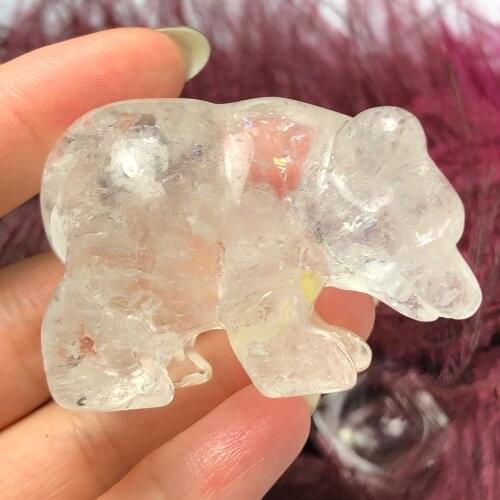Natural color glue crystal carving lovely polar bear, home decoration & stone crafts & healing