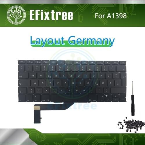 New A1398 Keyboard Germany For Macbook Pro Retina 15" A1398 Layout Small Enter 2012-2015 Year EMC 2512 2673 2674 2745 2876
